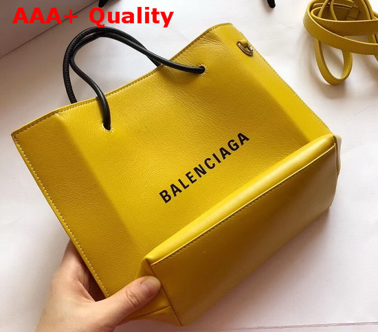 Balenciaga Shopping Tote XXS Lemon Yellow Grained Calfskin Replica