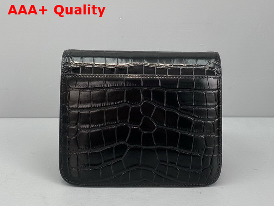 Balenciaga Small B Bag in Black Shiny Crocodile Embossed Leather Replica