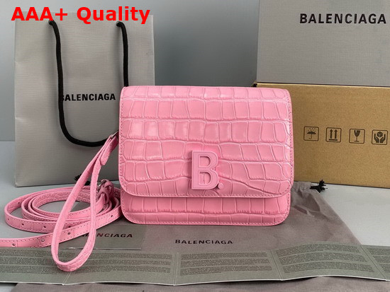 Balenciaga Small B Bag in Pink Shiny Crocodile Embossed Leather Replica