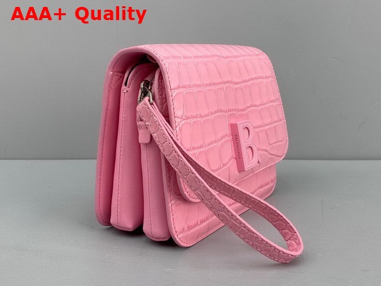 Balenciaga Small B Bag in Pink Shiny Crocodile Embossed Leather Replica