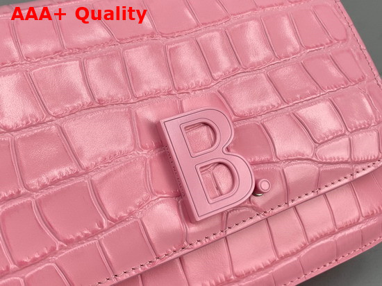 Balenciaga Small B Bag in Pink Shiny Crocodile Embossed Leather Replica