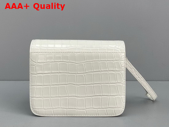 Balenciaga Small B Bag in White Shiny Crocodile Embossed Leather Replica