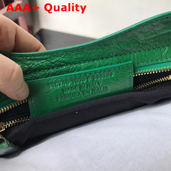 Balenciaga Small City Bag in Green Crackle Lambskin Replica