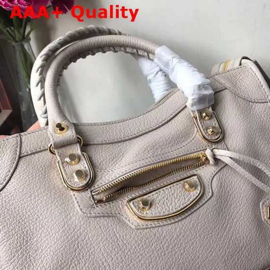 Balenciaga Small Edge City Bag in Light Grey Grained Goatskin Replica