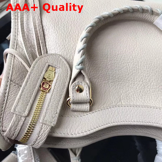 Balenciaga Small Edge City Bag in Light Grey Grained Goatskin Replica