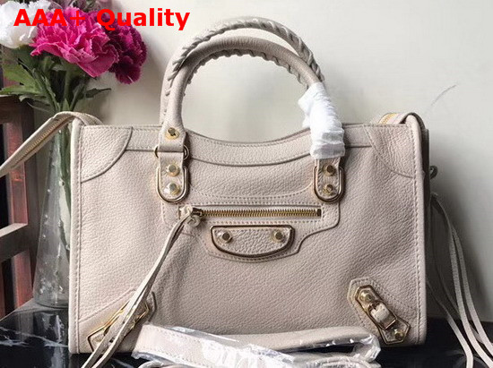 Balenciaga Small Edge City Bag in Light Grey Grained Goatskin Replica