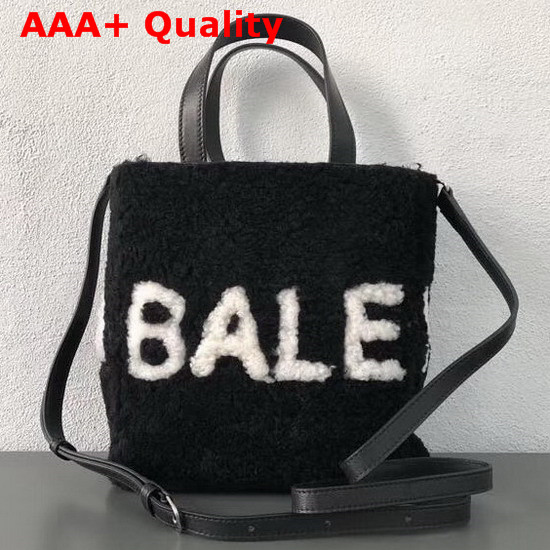 Balenciaga Small Tote Shearling Black and White Replica