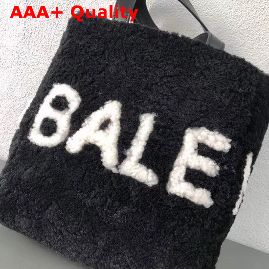 Balenciaga Small Tote Shearling Black and White Replica