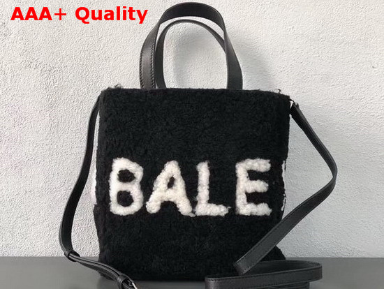 Balenciaga Small Tote Shearling Black and White Replica