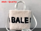 Balenciaga Small Tote Shearling White and Black Replica