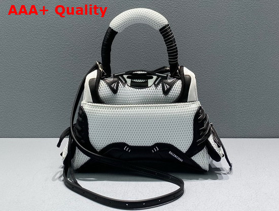 Balenciaga Sneakerhead Small Top Handle Bag in Black and White Mixed Fabric and Fake Leather Replica