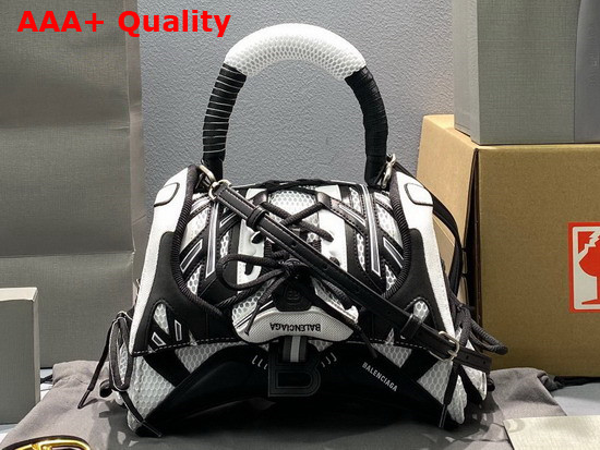 Balenciaga Sneakerhead Small Top Handle Bag in Black and White Mixed Fabric and Fake Leather Replica