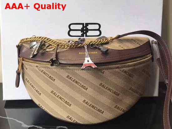 Balenciaga Souvenir Bag XS Beige Canvas All Over Balenciaga Logo Jacquard Replica