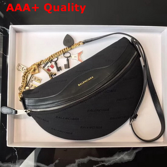 Balenciaga Souvenir Bag XS Black Canvas All Over Balenciaga Logo Jacquard Replica