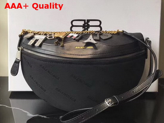 Balenciaga Souvenir Bag XS Black Canvas All Over Balenciaga Logo Jacquard Replica