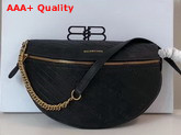 Balenciaga Souvenirs XS Belt Bag in Black Balenciaga Embossed Shiny Leather Replica