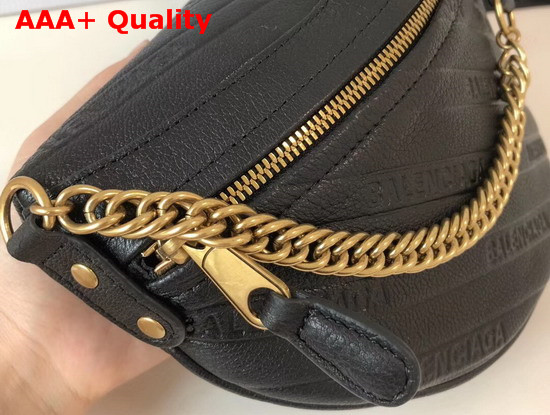 Balenciaga Souvenirs XS Belt Bag in Black Balenciaga Embossed Shiny Leather Replica