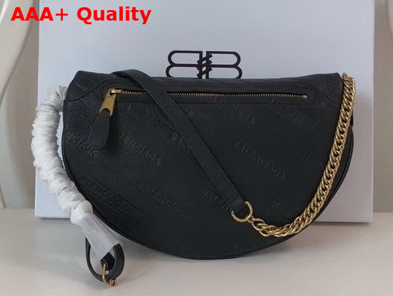 Balenciaga Souvenirs XS Belt Bag in Black Balenciaga Embossed Shiny Leather Replica