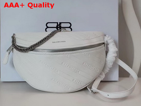 Balenciaga Souvenirs XS Belt Bag in White Balenciaga Embossed Shiny Leather Replica