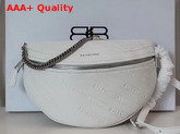 Balenciaga Souvenirs XS Belt Bag in White Balenciaga Embossed Shiny Leather Replica