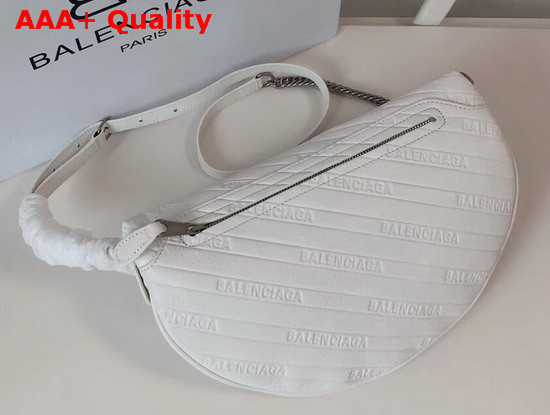 Balenciaga Souvenirs XS Belt Bag in White Balenciaga Embossed Shiny Leather Replica