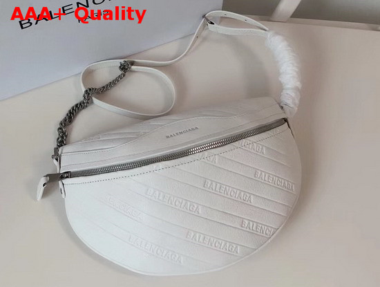 Balenciaga Souvenirs XS Belt Bag in White Balenciaga Embossed Shiny Leather Replica