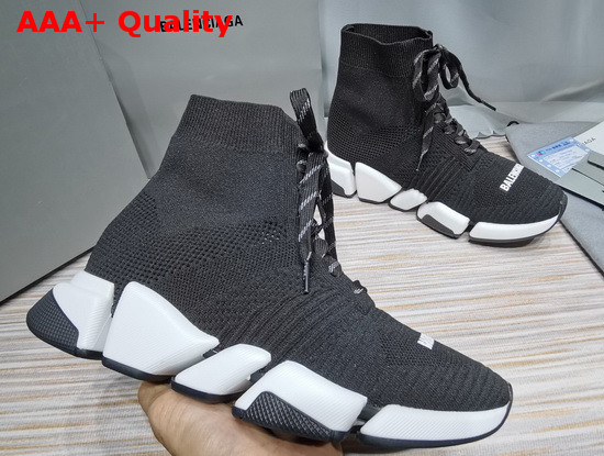 Balenciaga Speed 20 Lace Up Sneaker in Black Knit Replica