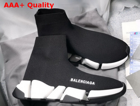 Balenciaga Speed 20 Sneaker in Black Knit White and Black Sole Replica