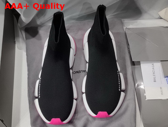 Balenciaga Speed 20 Sneaker in Black Knit White and Pink Sole Unit Replica