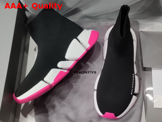 Balenciaga Speed 20 Sneaker in Black Knit White and Pink Sole Unit Replica