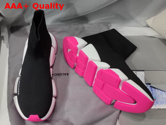 Balenciaga Speed 20 Sneaker in Black Knit White and Pink Sole Unit Replica