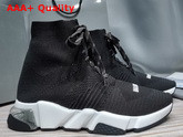 Balenciaga Speed Clear Sole Lace Up Sneaker in Black Knit Replica