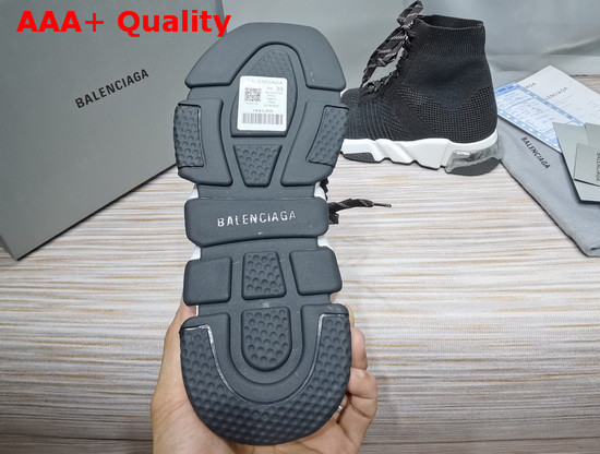 Balenciaga Speed Clear Sole Lace Up Sneaker in Black Knit Replica