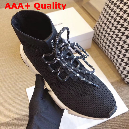 Balenciaga Speed Trainers in Black Stretch Textured Knit Replica