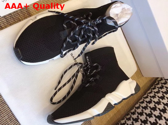 Balenciaga Speed Trainers in Black Stretch Textured Knit Replica