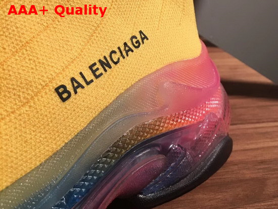 Balenciaga Speed Trainers in Yellow Knit with Multicolor Clear Sole Replica