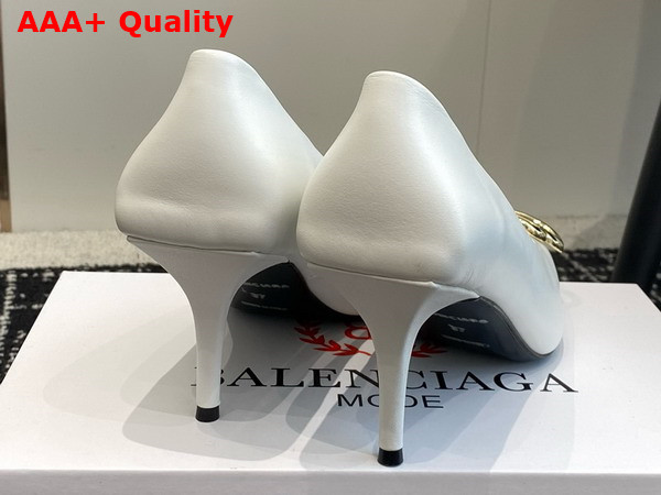 Balenciaga Square Knife BB 80mm Pump in White Calfskin Replica