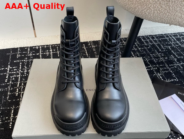 Balenciaga Strike Lace Up Boot in Black Matte Calfskin Replica