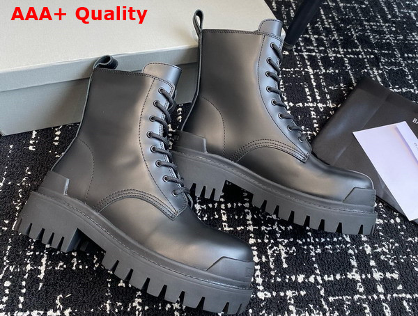 Balenciaga Strike Lace Up Boot in Black Matte Calfskin Replica