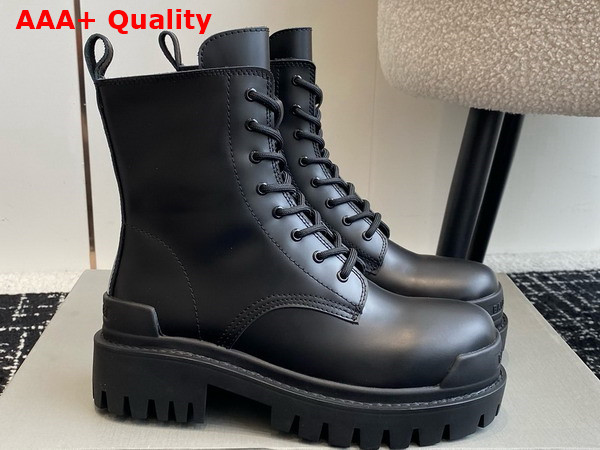 Balenciaga Strike Lace Up Boot in Black Matte Calfskin Replica