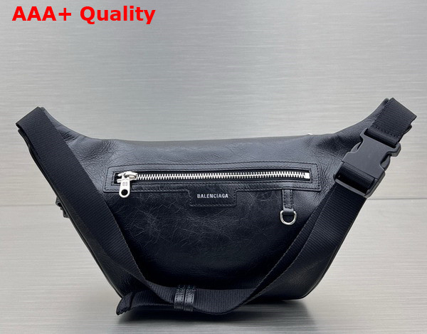 Balenciaga Superbusy Beltpack in Black Arena Lambskin Aged Silver Hardwar Replica