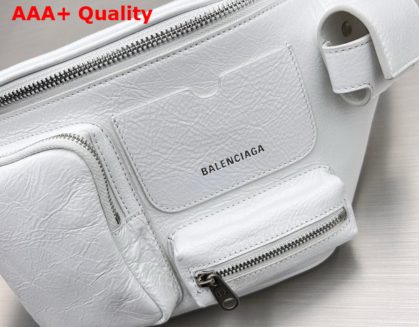 Balenciaga Superbusy Beltpack in White Arena Lambskin Aged Silver Hardwar Replica