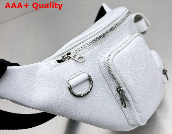 Balenciaga Superbusy Beltpack in White Arena Lambskin Aged Silver Hardwar Replica