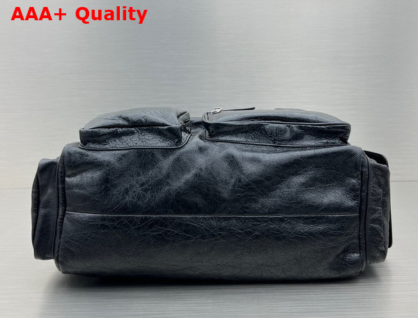 Balenciaga Superbusy Large Sling Bag in Black Arena Lambskin with Aged Silver Hardware Replica