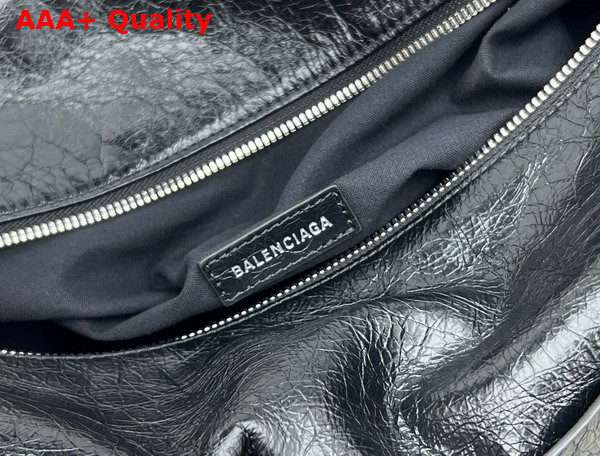 Balenciaga Superbusy Large Sling Bag in Black Arena Lambskin with Aged Silver Hardware Replica