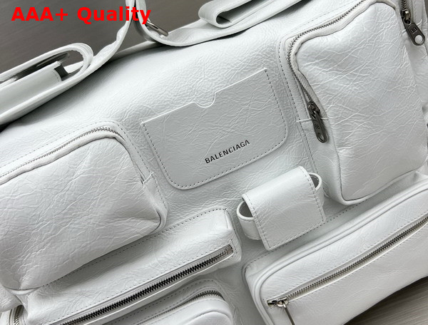 Balenciaga Superbusy Large Sling Bag in White Arena Lambskin with Aged Silver Hardware Replica