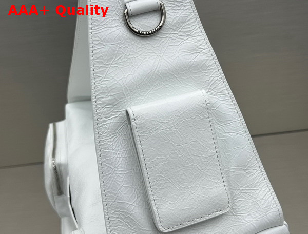 Balenciaga Superbusy Large Sling Bag in White Arena Lambskin with Aged Silver Hardware Replica