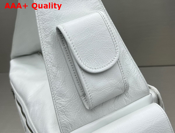 Balenciaga Superbusy Large Sling Bag in White Arena Lambskin with Aged Silver Hardware Replica