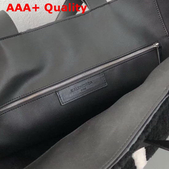 Balenciaga Tote M Shearling Black and White Replica