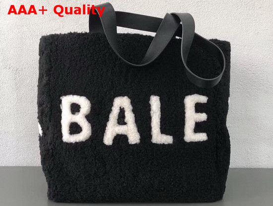 Balenciaga Tote M Shearling Black and White Replica